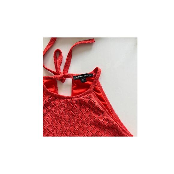 Boston Proper Coral Crochet Halter Top Size M Lined - Picture 15 of 16
